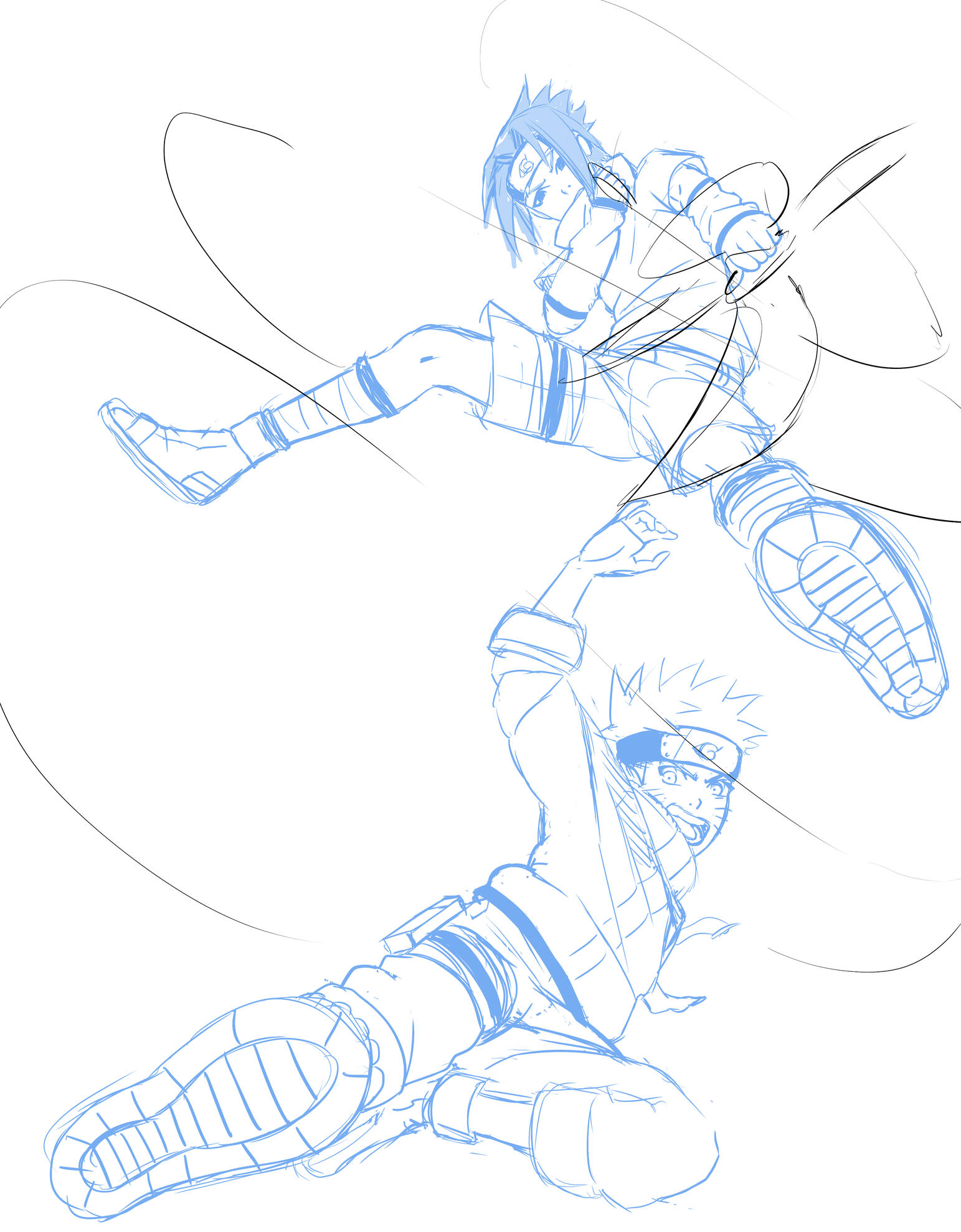 A Personal Fan Sketch I was feeling nostalgic and desired to capture the early days of Naruto and Sasuke before they're well known super attacks